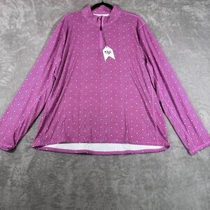 1764 Golf Pullover Iconic Mens XL Pink‎ Polka Dot 1/4 Zip Long Sleeve Athletic